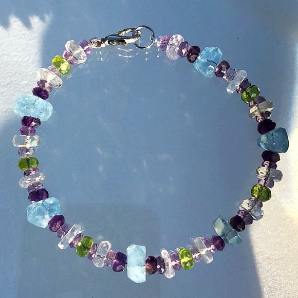 NEW!!  Stunning! Genuine Multi-Gemstone Bracelet! - Picture 2 of 7
